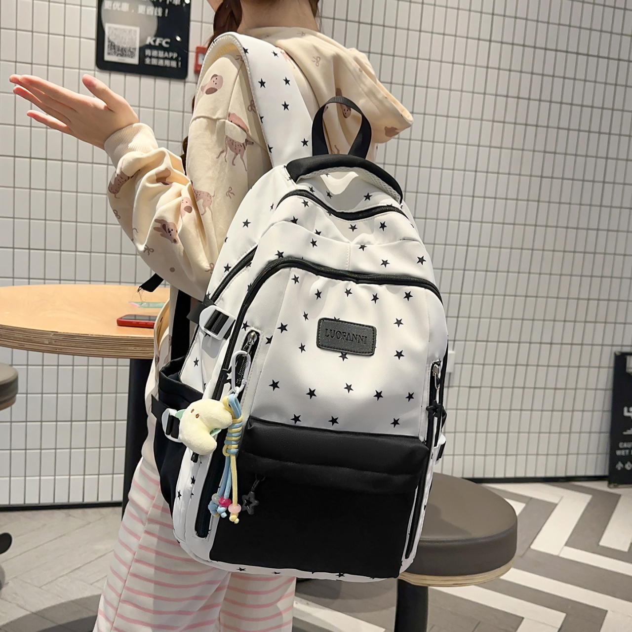 Women's Cream White & Yellow C - огляд і ціна Canvas Backpack Casual