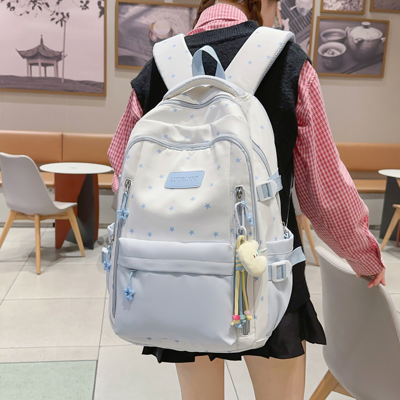 Women's Cream White & Yellow C - огляд і ціна Canvas Backpack Casual