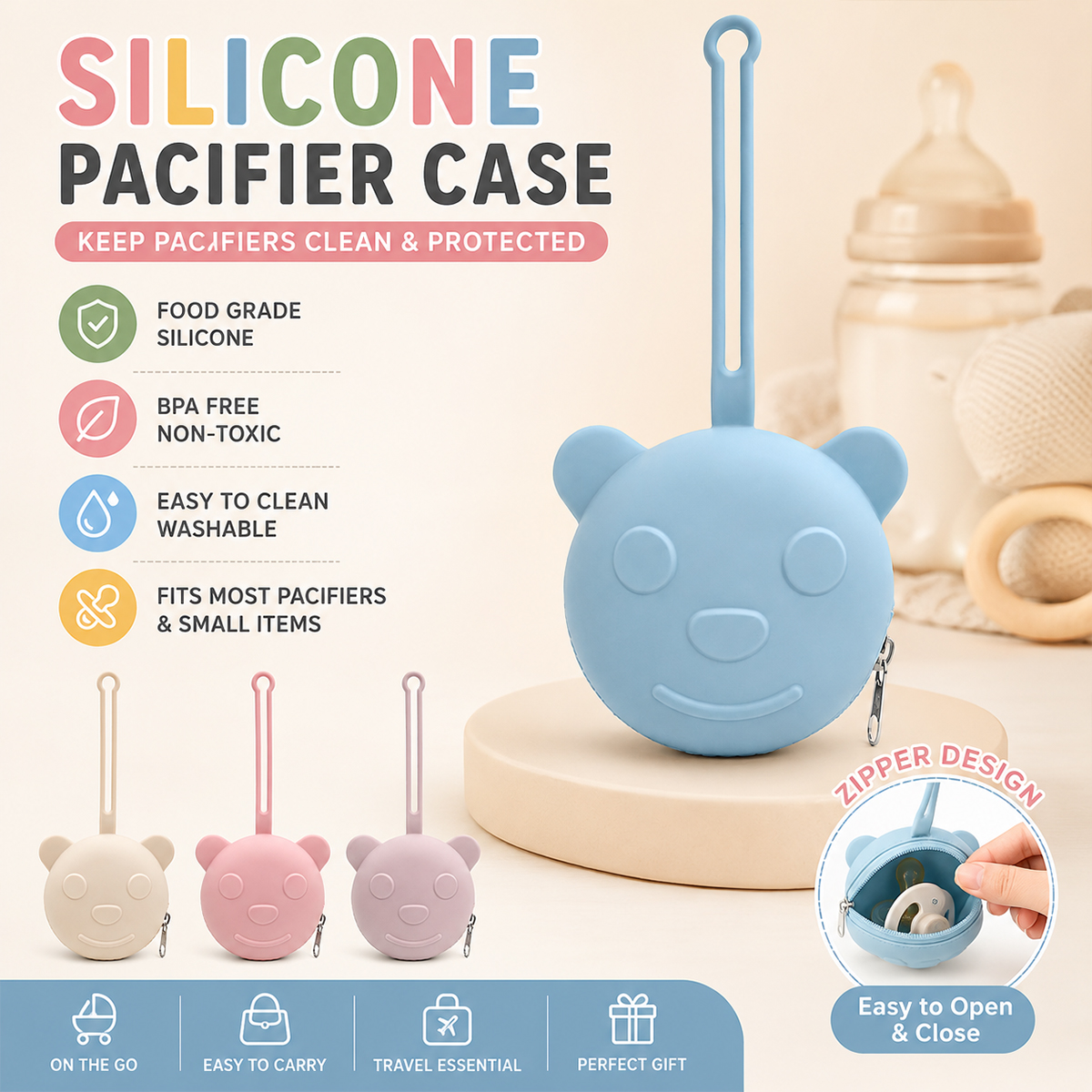 Portable silicone pacifier bag - огляд і ціна Backpack Diaper Bag