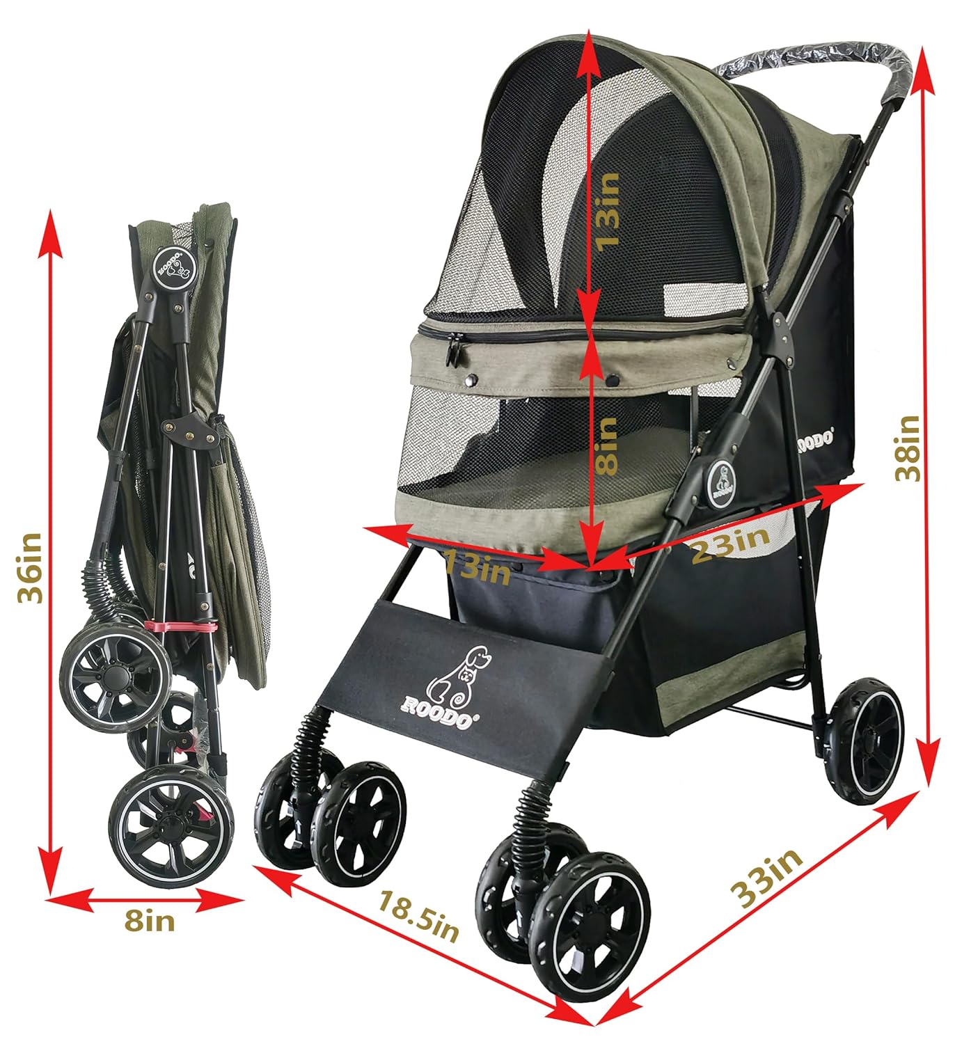 4 Wheel Dog Cat Pet Stroller,  - огляд і ціна Foldable Backpack Small