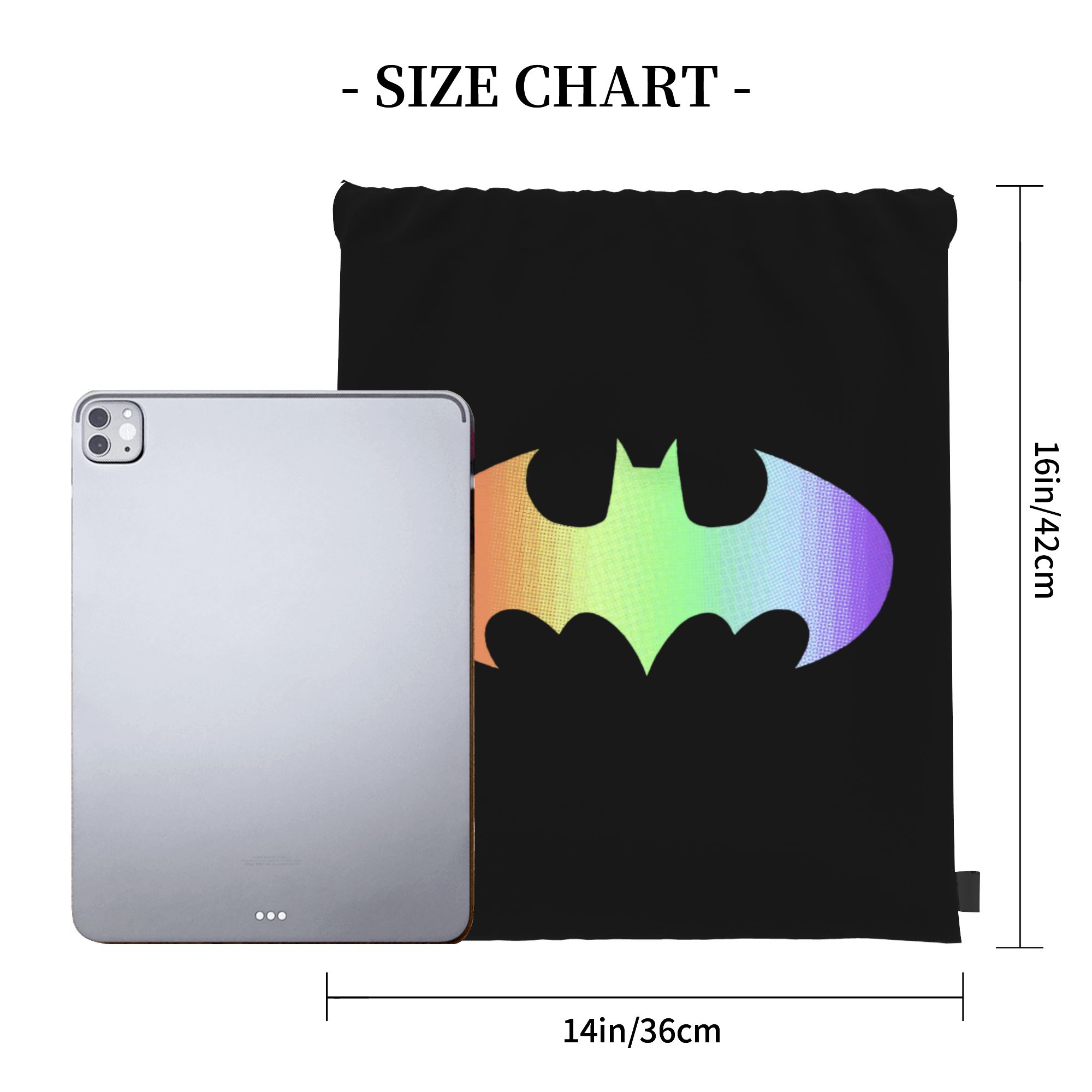 Batmans Logo Rainbow Gradient  - огляд і ціна Drawstring Gym Bag