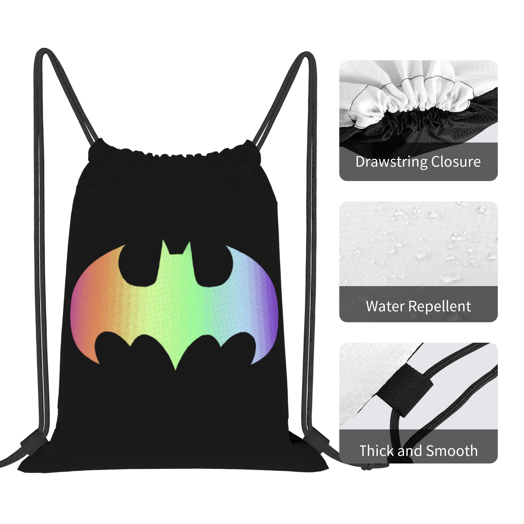 Batmans Logo Rainbow Gradient  - огляд і ціна Drawstring Gym Bag