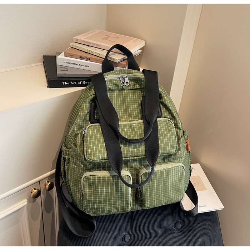 Multi-pocket Checkered Youth B - огляд і ціна Canvas Backpack Casual