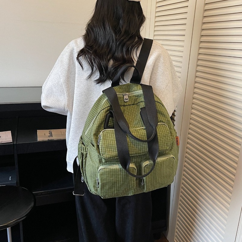 Multi-pocket Checkered Youth B - огляд і ціна Canvas Backpack Casual