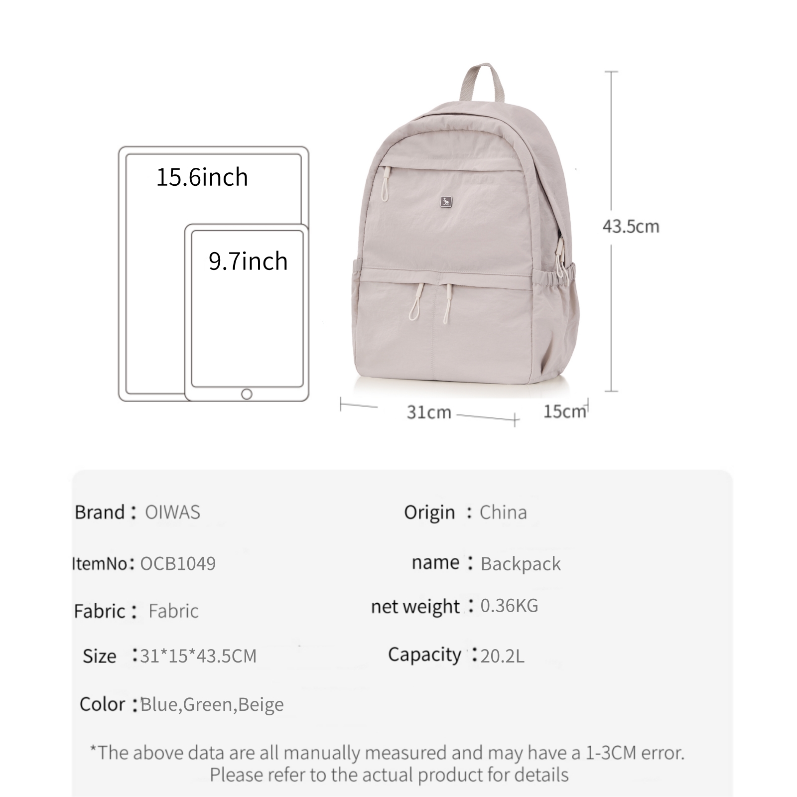 OIWAS Ultra lightweight and st - огляд і ціна Canvas Backpack Casual