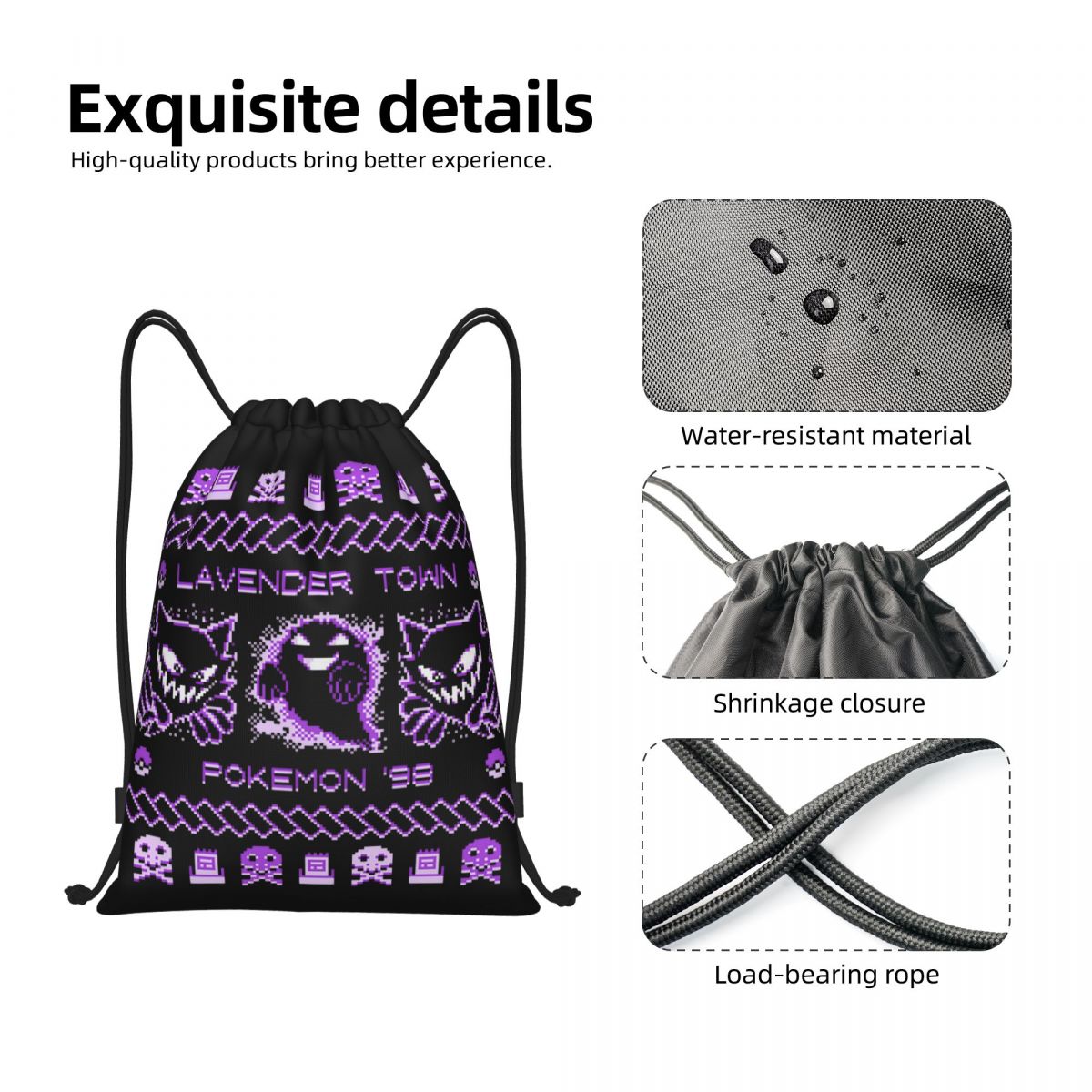Lavender Town Christmas Backpa - огляд і ціна Drawstring Gym Bag