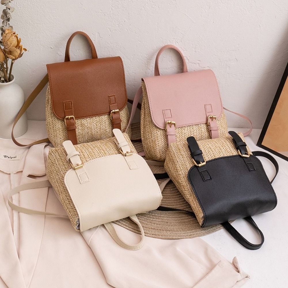 Fashion PU Leather Straw Backp - огляд і ціна Leather Backpack Vintage
